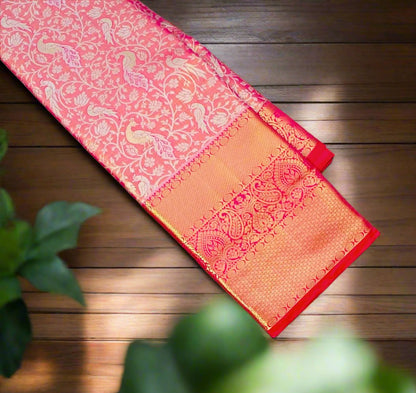PINK TISSUE KANJIVARAM SILK SAREE