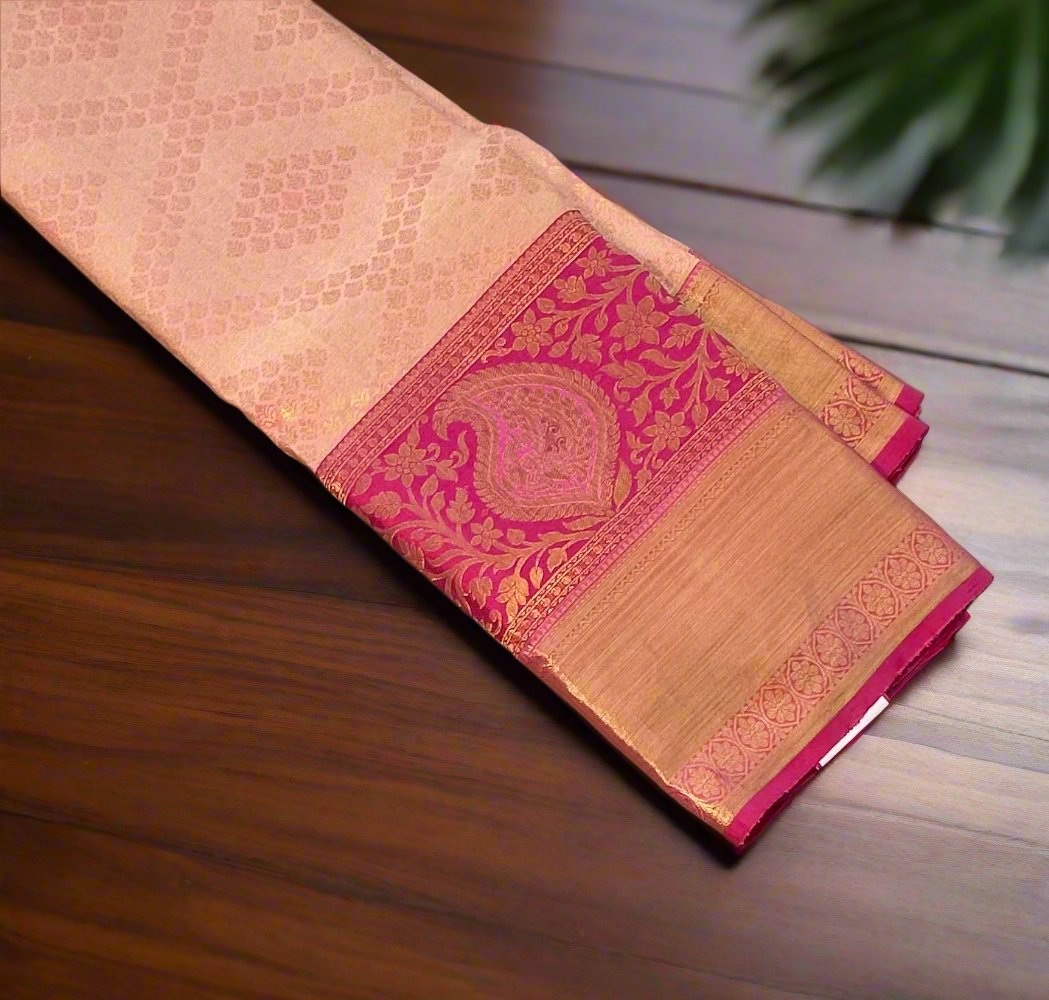 PEACH PINK PURE KANJIVARAM SILK SAREE PREMIUM