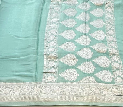 PASTEL GREEN BANARAS CRAPE