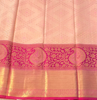PEACH PINK PURE KANJIVARAM SILK SAREE PREMIUM