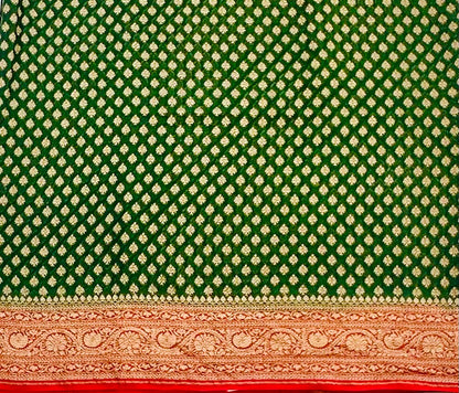 DARK GREEN  BANARAS PURE KADDI GORGETTE