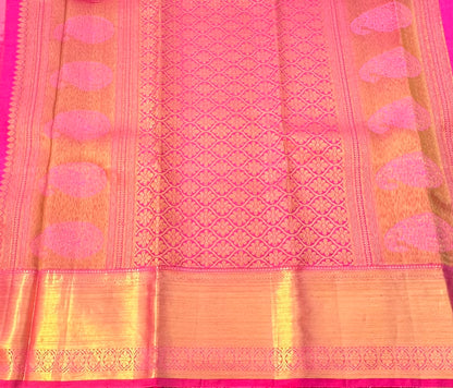 PEACH PINK PURE KANJIVARAM SILK SAREE PREMIUM