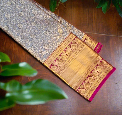 BROWN TISSUE KANJIVARAM SILK SAREE