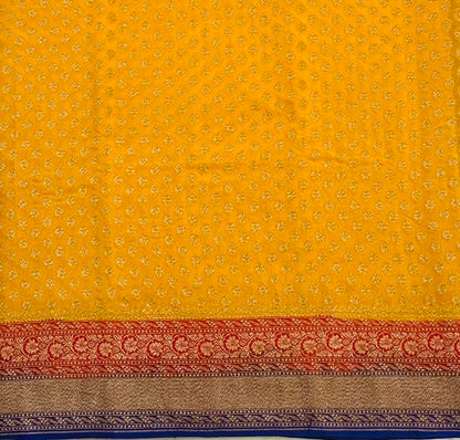 YELLOW  BANARAS PURE KADDI GORGETTE