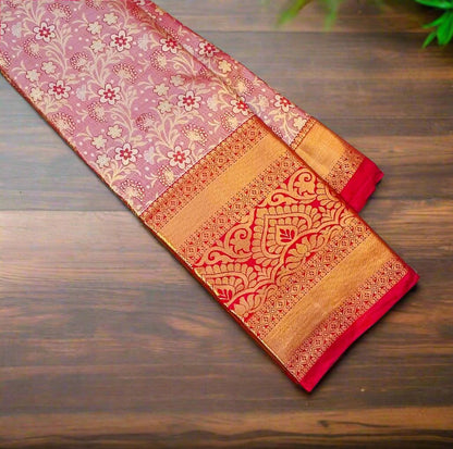 ONION PINK TISSUE KANJIVARAM SILK SAREE