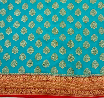 SEA BLUE BANARAS PURE KADDI GORGETTE