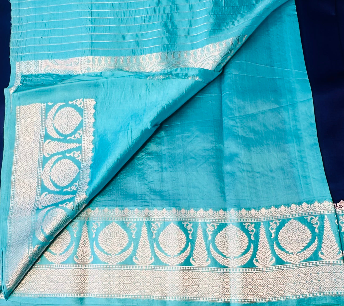 BLUE ND SEA BLUE BANARAS PURE RAW MANGO SAREE