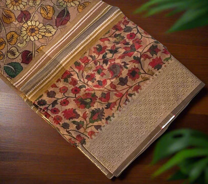 COPPER  FLORAL DESIGNER PURE ORGANZA SAREE