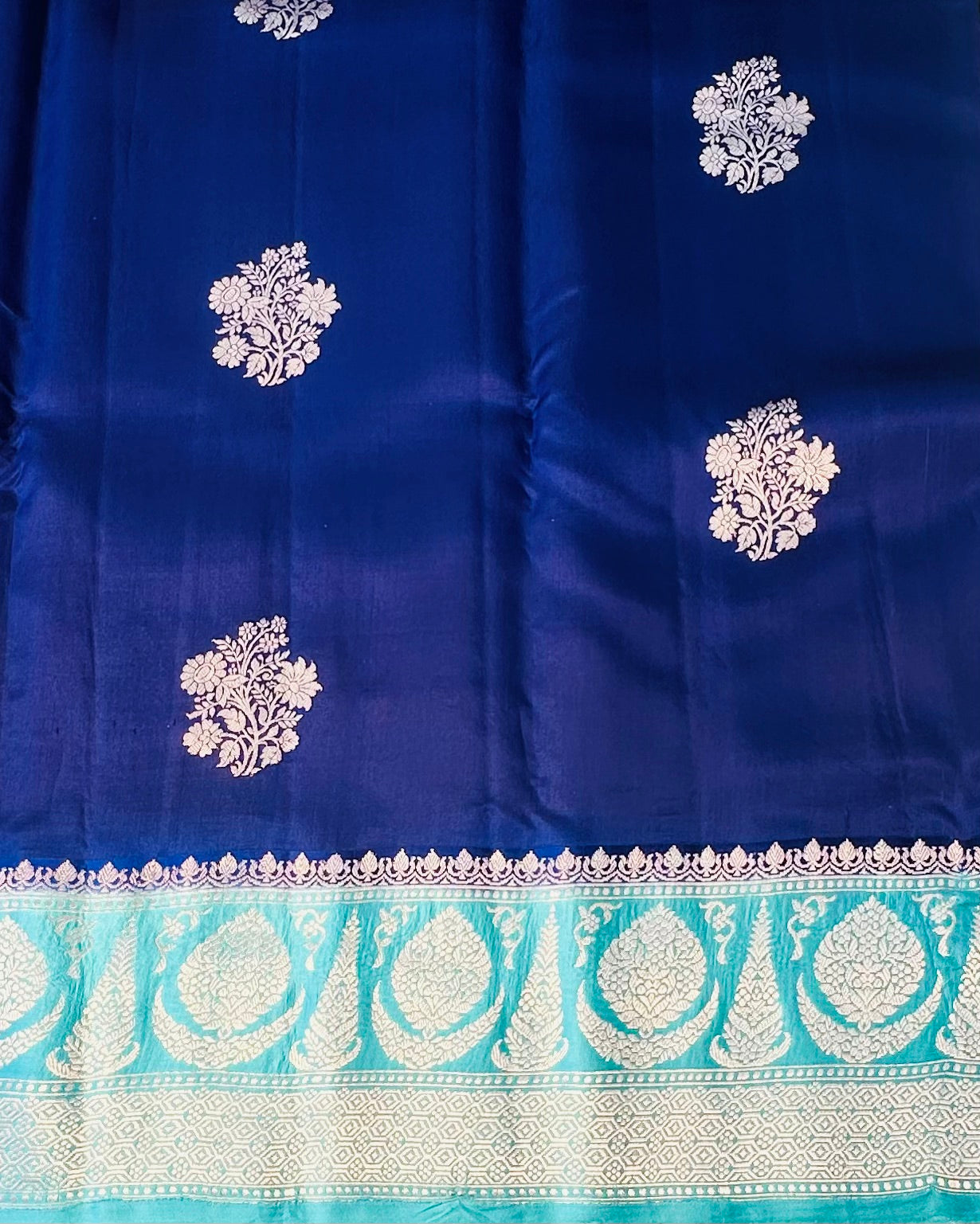 BLUE ND SEA BLUE BANARAS PURE RAW MANGO SAREE