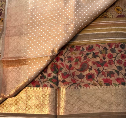 COPPER  FLORAL DESIGNER PURE ORGANZA SAREE