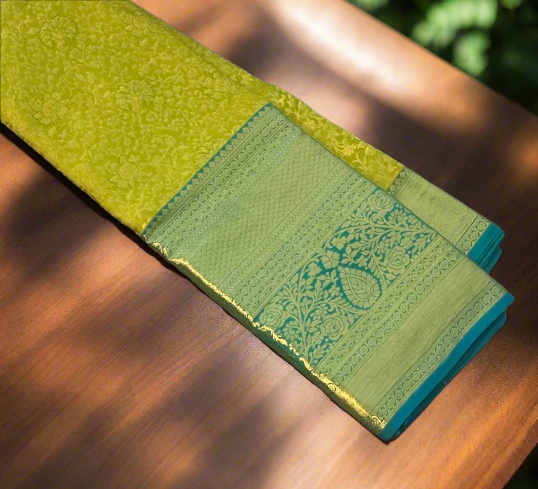 PARROT GREEN PURE KANJIVARAM SILK SAREE PREMIUM