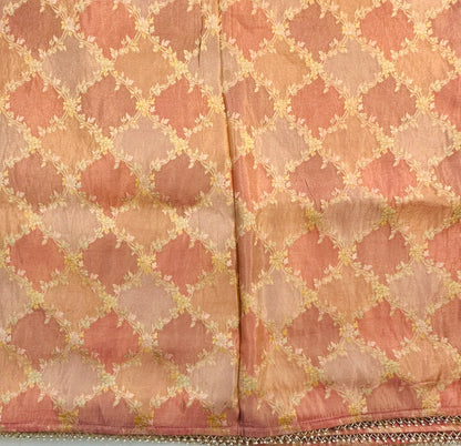 PEACH ND BROWN DESIGNER WORK SAREE