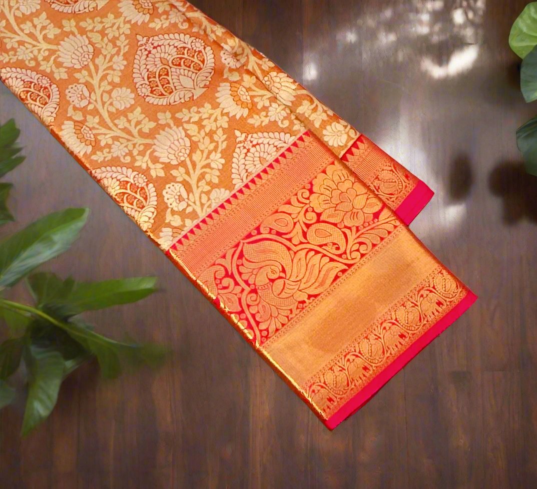 GOLD PNK KANJIVARAM SAREE