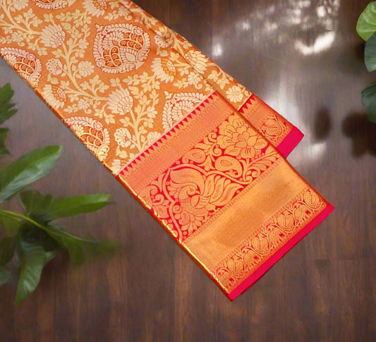 GOLD PNK KANJIVARAM SAREE