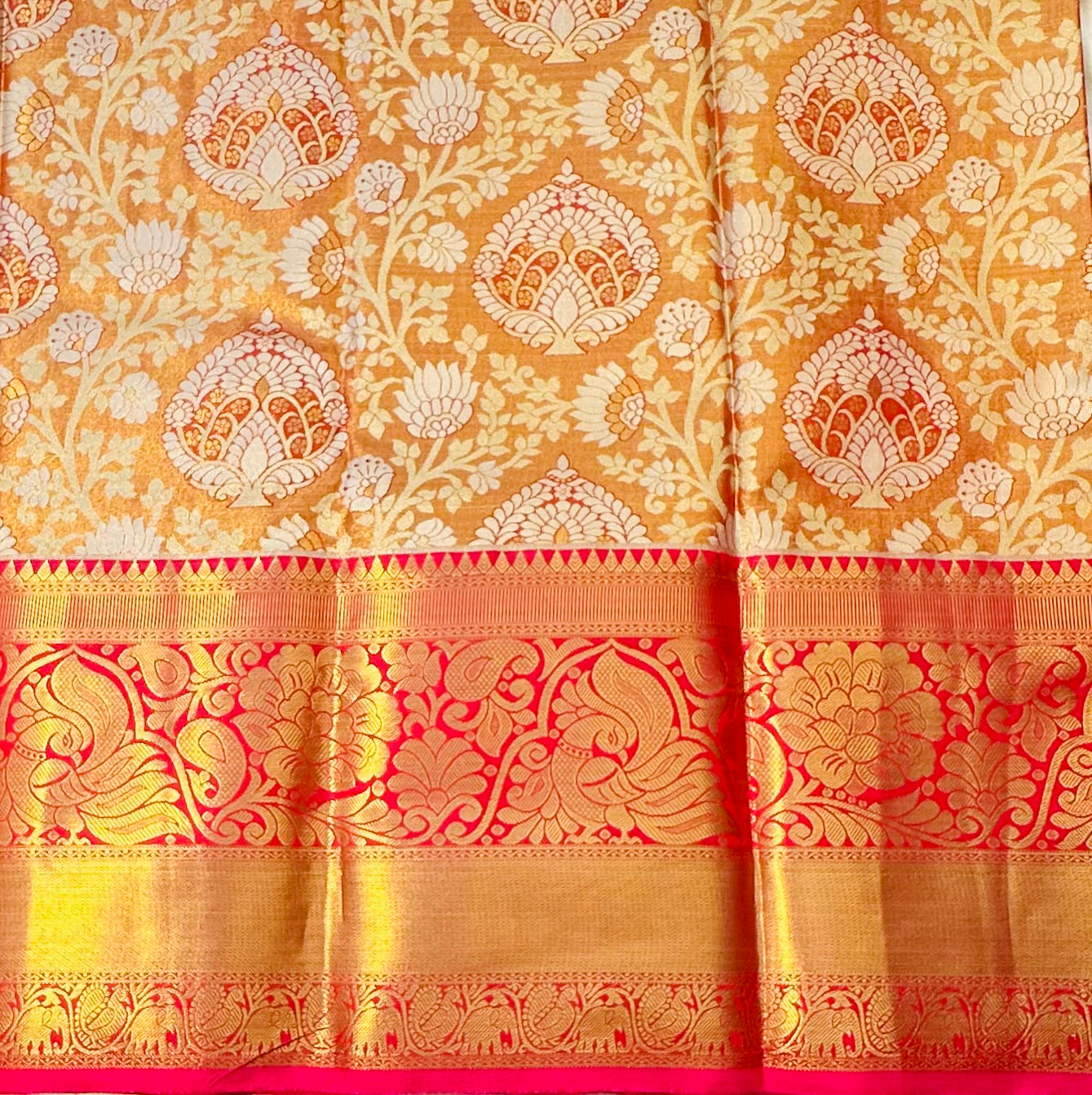 GOLD PNK KANJIVARAM SAREE