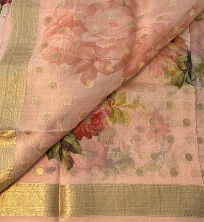 PEACH PURE ORGANZA SAREE