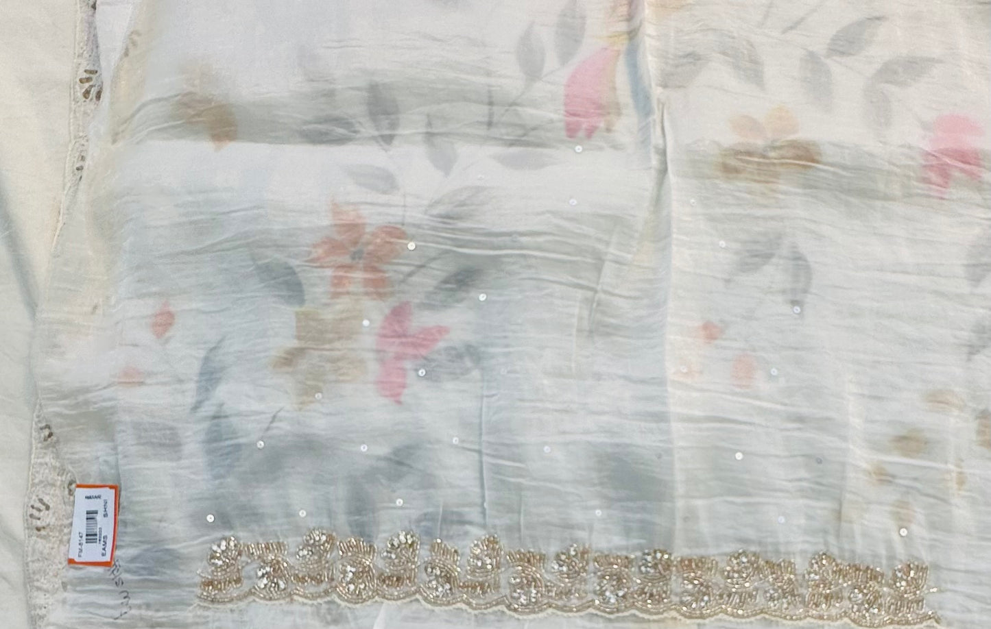 PEARL WHITE DESIGNER WORK SAREE PREMIUM