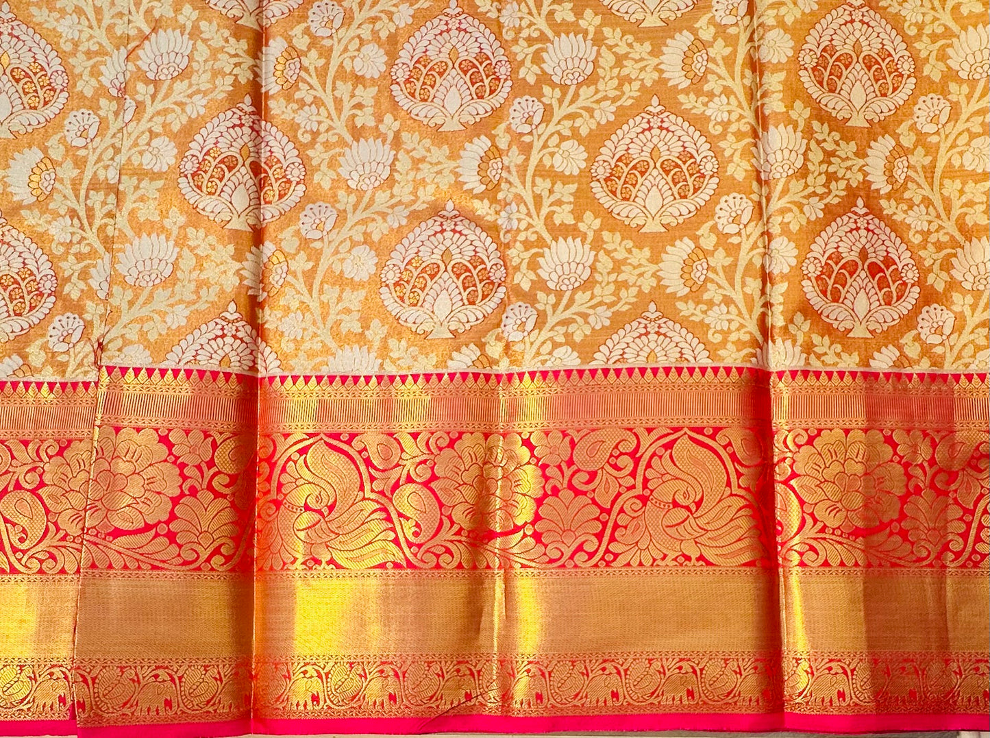 GOLD PNK KANJIVARAM SAREE
