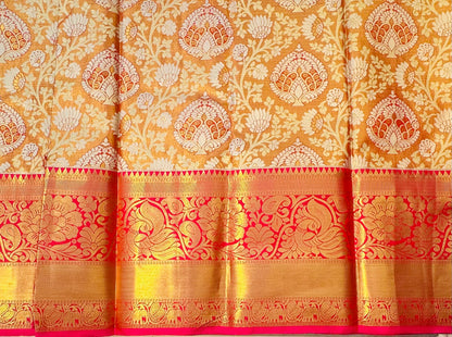 GOLD PNK KANJIVARAM SAREE