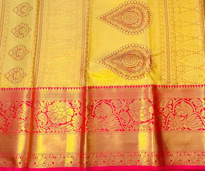GOLD PNK KANJIVARAM SAREE