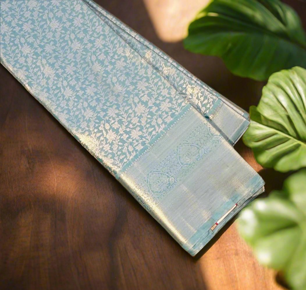 SKY BLUE TISSUE KANJIVARAM SILK SAREE
