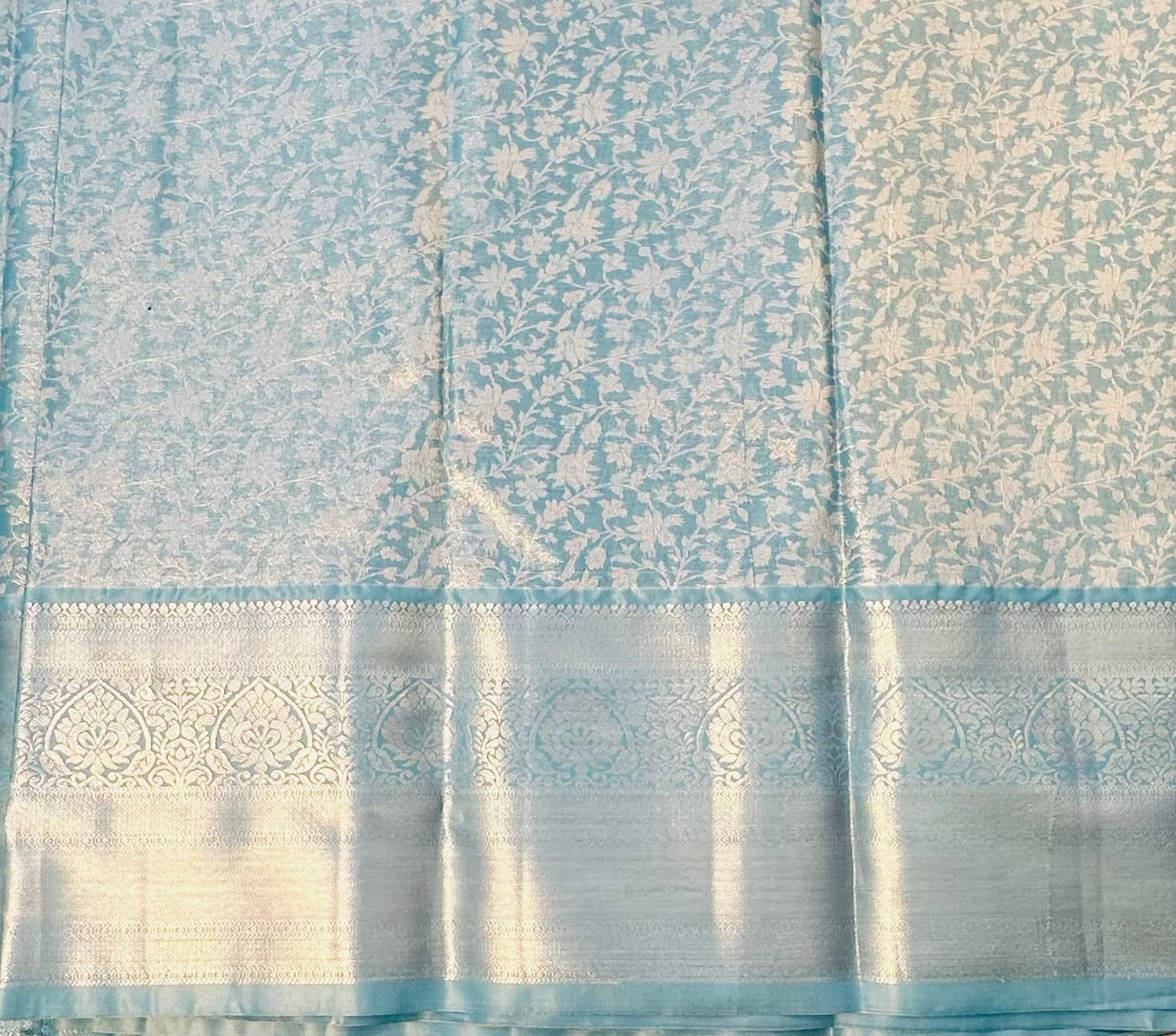 SKY BLUE TISSUE KANJIVARAM SILK SAREE