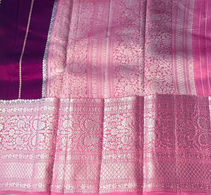PURPLE ND PEACH BANARAS RAW MANGO SAREE