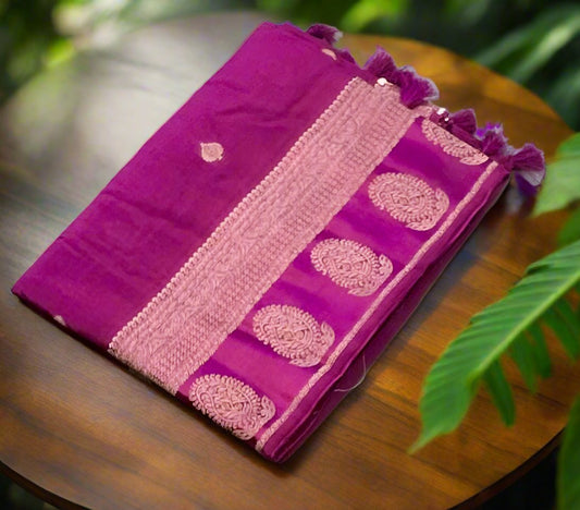 DARK PINK BANARAS CRAPE