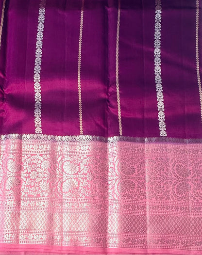 PURPLE ND PEACH BANARAS RAW MANGO SAREE