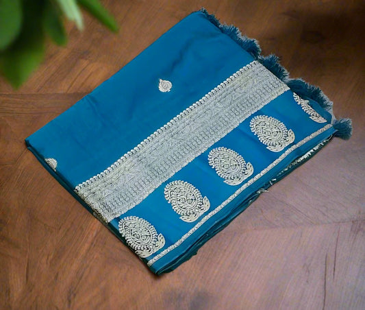 METALLIC BLUE BANARAS CRAPE