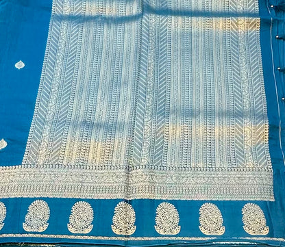 METALLIC BLUE BANARAS CRAPE