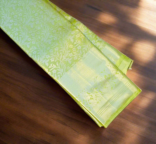 LIGHT GREEN TISSUE KANJIVARAM SILK SAREE