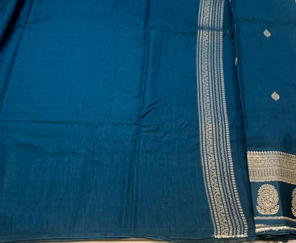 METALLIC BLUE BANARAS CRAPE