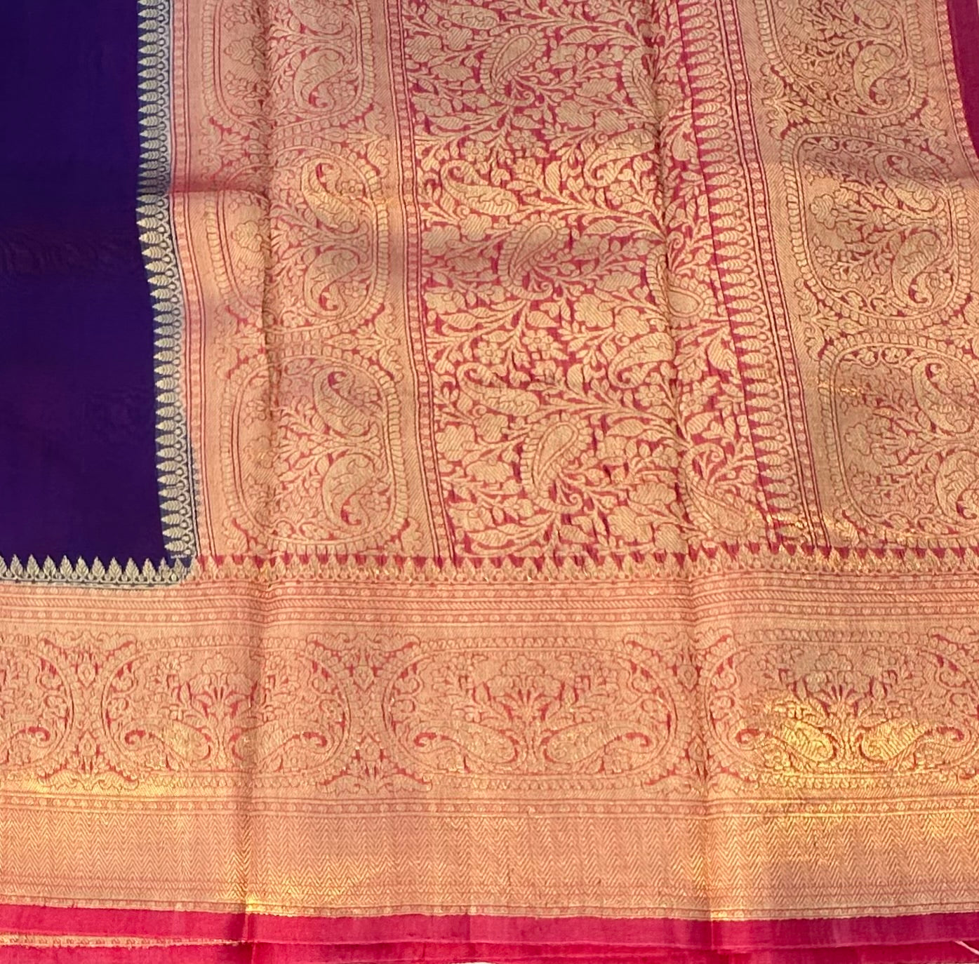 NAVYBLUE BANARAS  PURE KORA SAREE