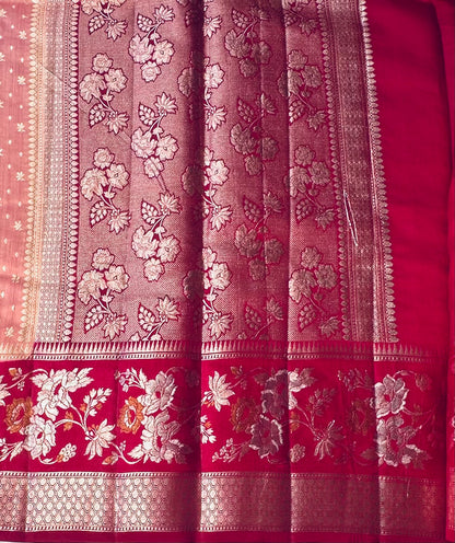 PEACH PURE CHINIYA SILK SAREE