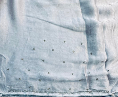 STEEL GREY DESIGNER WORK SAREE PREMIUM