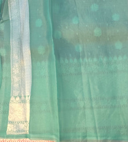 BABY PINK BANARAS PURE DESIGNER ORGANZA SAREE