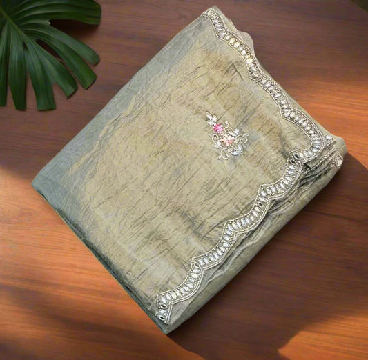 GREY DESIGNER WORK SAREE