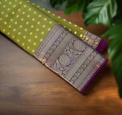 MEHENDI GREEN PURE KANJIVARAM SILK SAREE PREMIUM