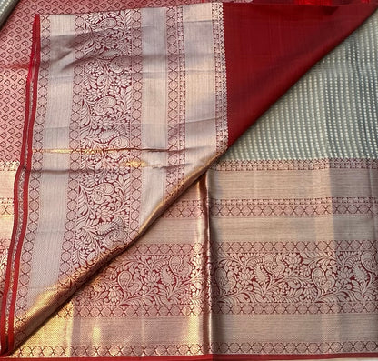 GREY PURE KANJIVARAM SILK SAREE PREMIUM