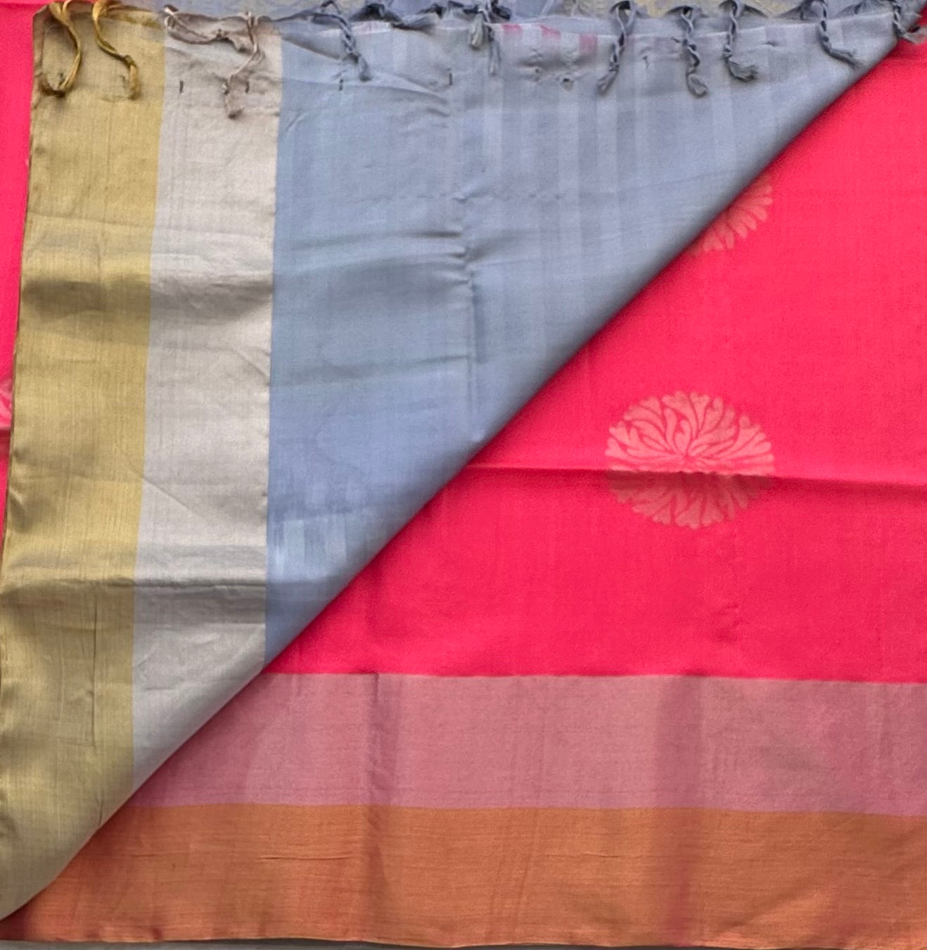 ONION PINK ND GREY KANJIVARAM SOFT SILK