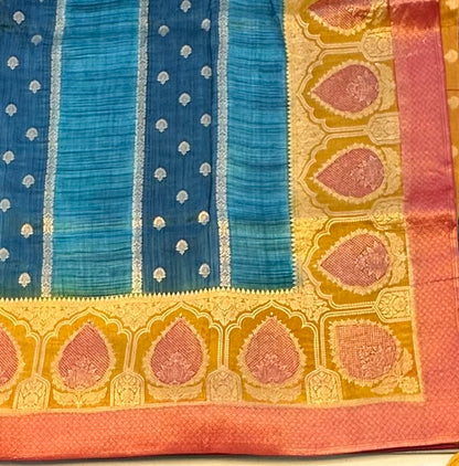Mettallic blue green  banarasi designer