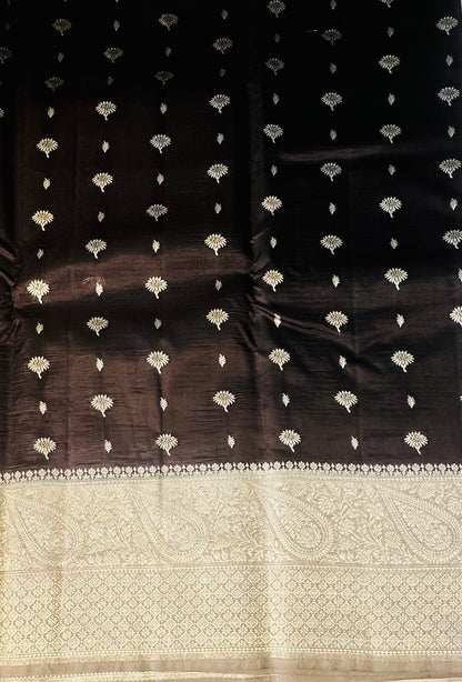 BLACK BANARAS RAW MANGO SAREE