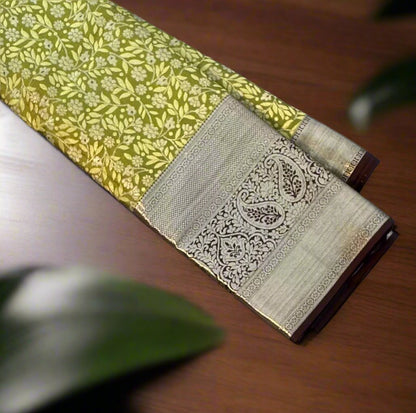 MEHENDI GREEN PURE  KANJIVARAM SILK SAREE PREMIUM