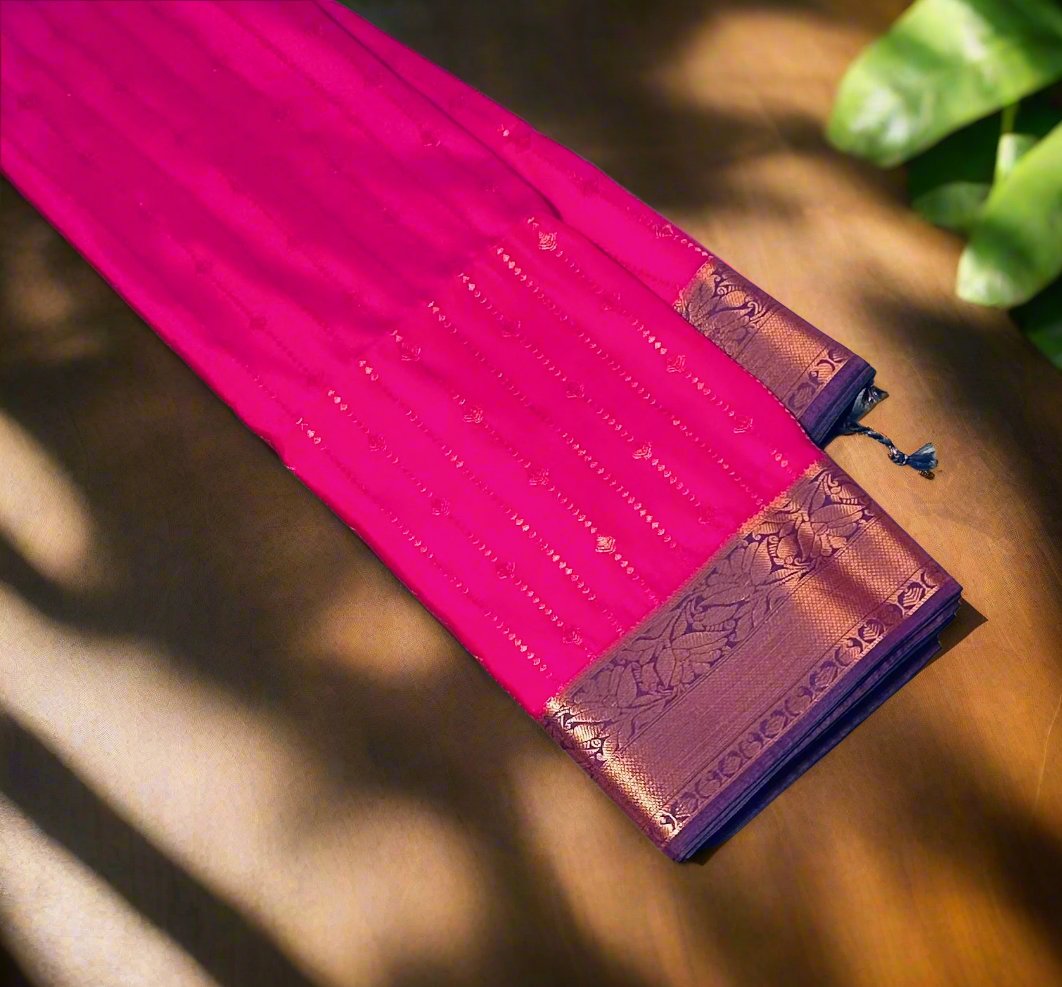 DARK PINK KANJIVARAM SILK SAREE