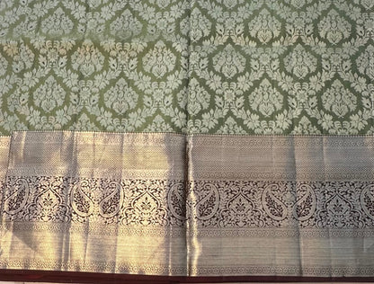 OLIVE GREEN  PURE KANJIVARAM SILK SAREE PREMIUM