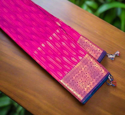 DARK PINK KANJIVARAM SILK SAREE