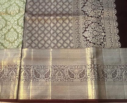 OLIVE GREEN  PURE KANJIVARAM SILK SAREE PREMIUM