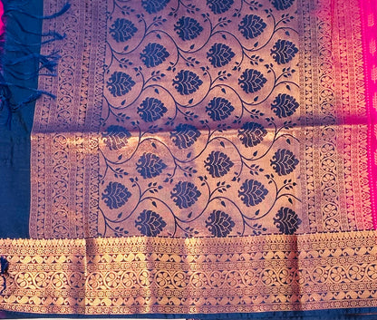 DARK PINK KANJIVARAM SILK SAREE