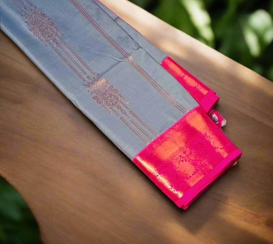 GREY KANJIVARAM SILK SAREE